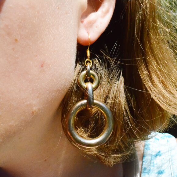 Handmade Bronze Contemporary Loop Earrings - Picture 5 of 7